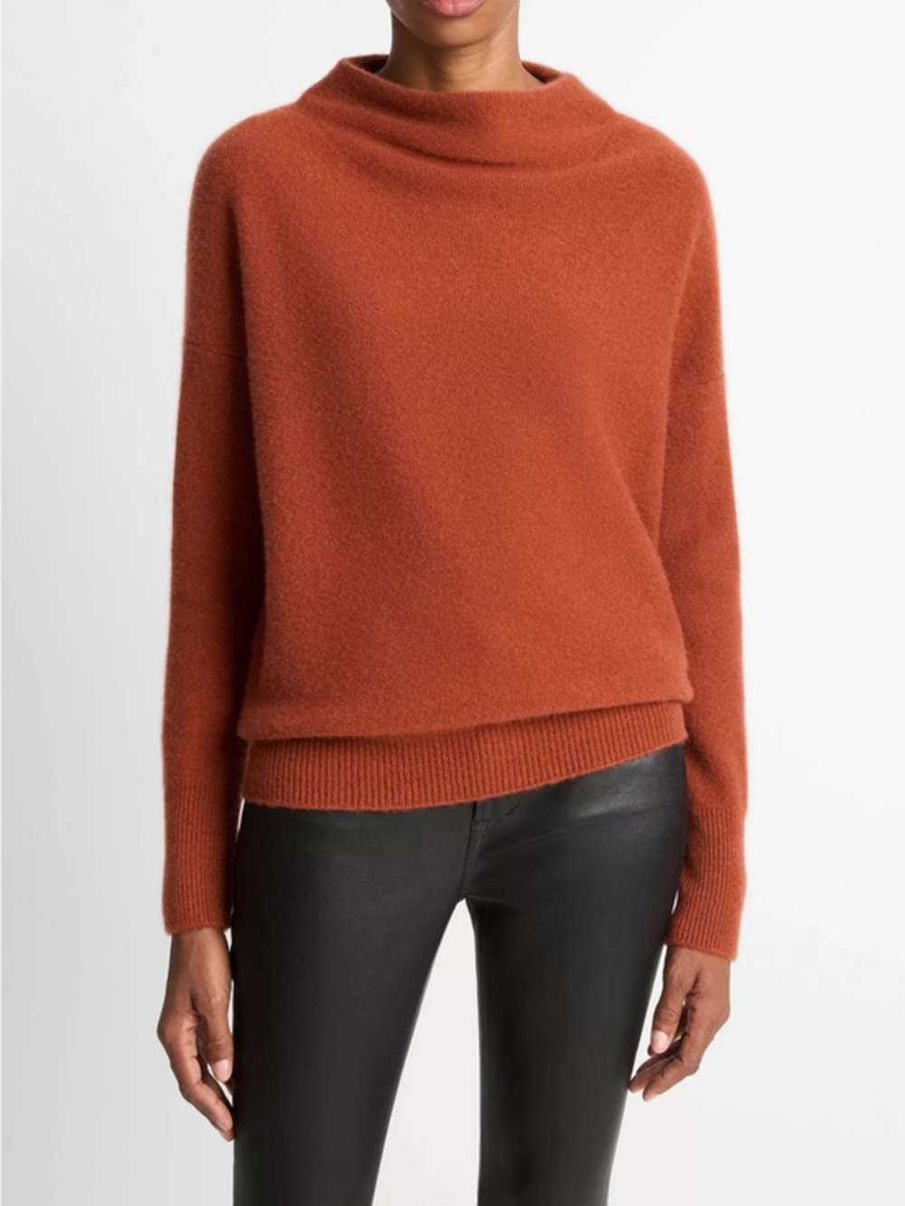 NWT VINCE Cashmere Plush Funnel-Neck Sweater, Small